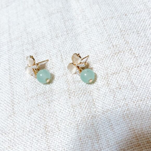 Bow dangle stud earrings N164 - Picture 6 of 7